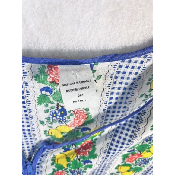 Vintage Fruit Design Smock Womens Artistic Creation Cotton Size Medium Pockets - Picture 9 of 9